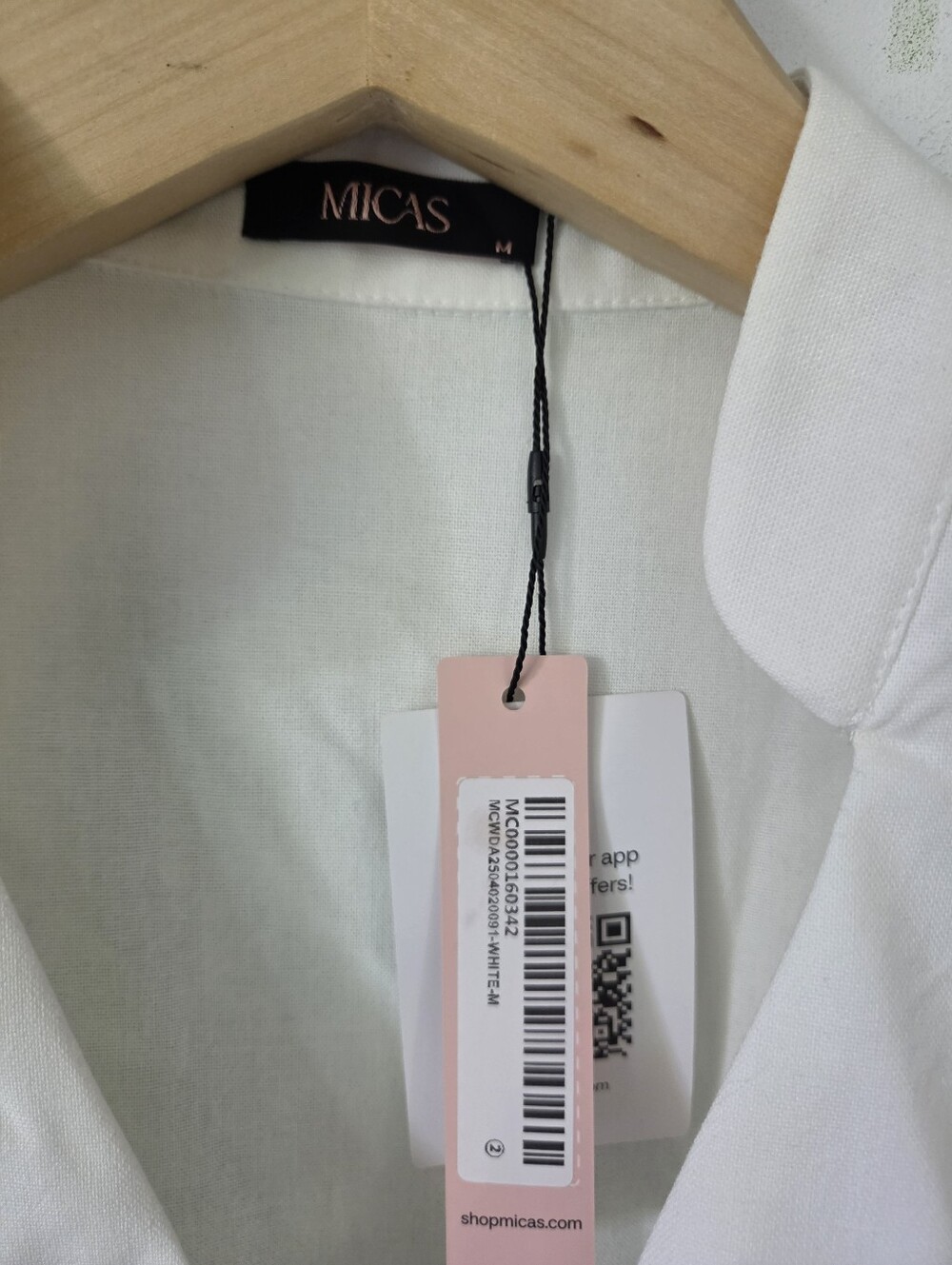 White Sleeveless Micas V-Neck Shirt Dress - Picture 4 of 9